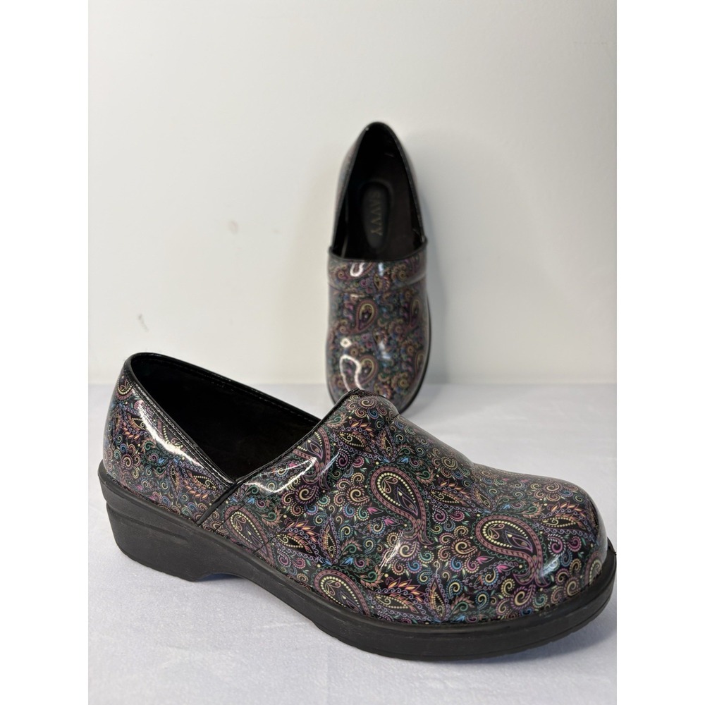 Savvy Nursing Shoes Brandy Paisley Women's Size 8 Black